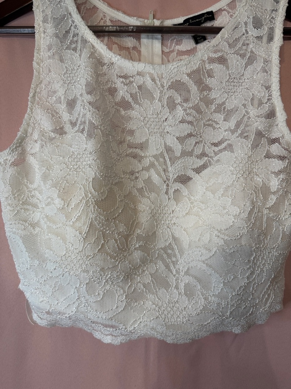 City Triangles White Lace Crop Top - Picture 2 of 8